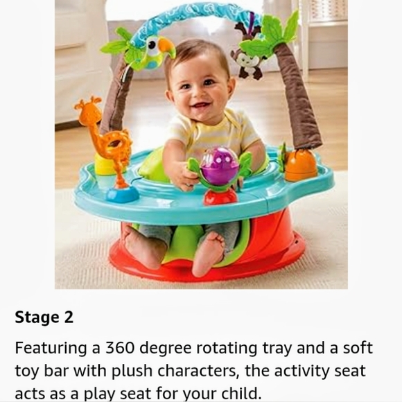 ❗ LEAVES 12.19❗BrightStarts 3-n-1 Deluxe SuperSeat 360° Spin-Wild Safari - Picture 4 of 7